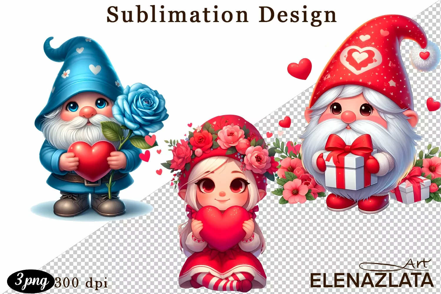 Cute gnome clipart, birthday gnome sublimation product image 1