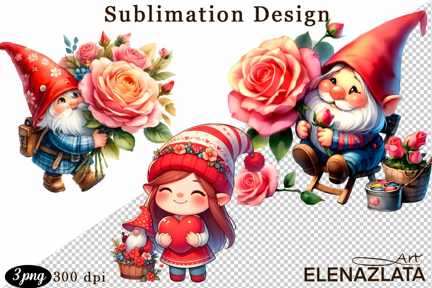 Cute gnome clipart, birthday gnome sublimation product image 1