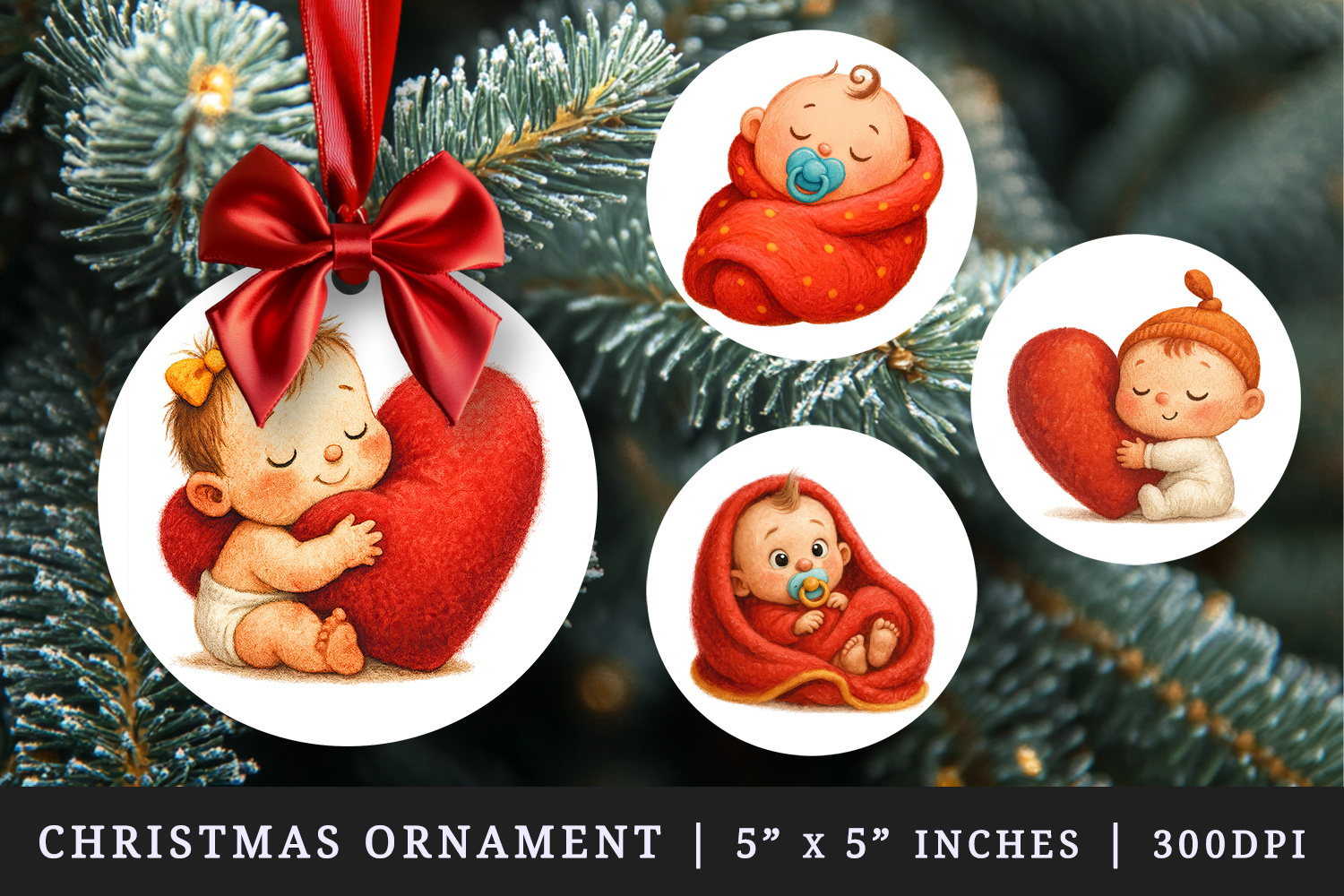 Cute Baby round ornaments sublimation design product image 1