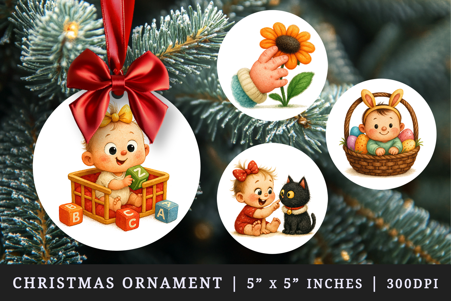 Cute Baby round ornaments sublimation design product image 1