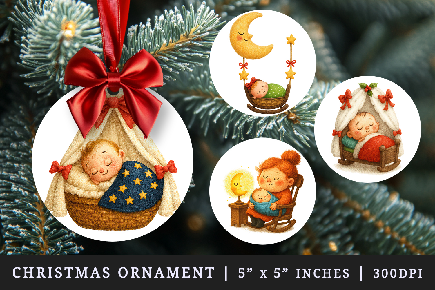 Cute Baby round ornaments sublimation design product image 1