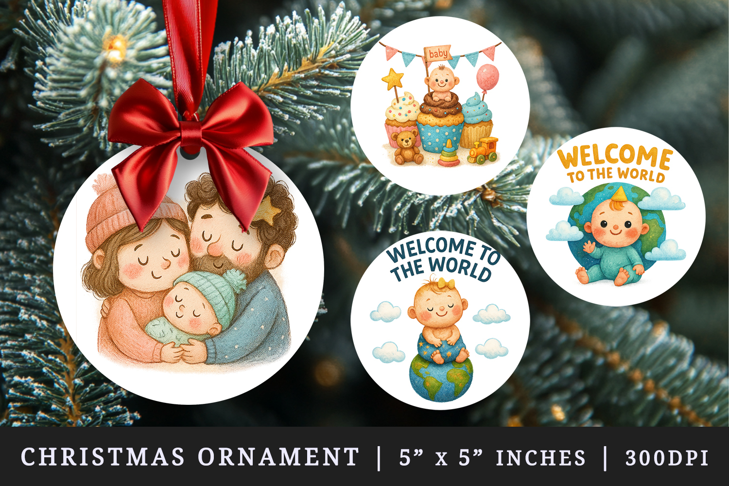 Cute Baby round ornaments sublimation design product image 1