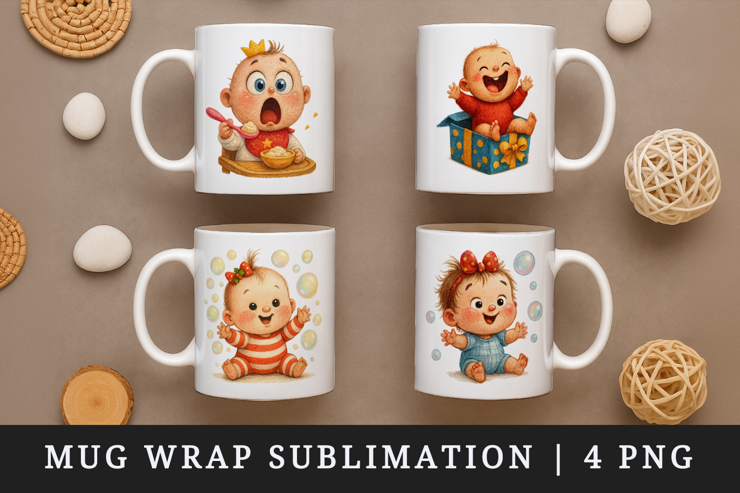 Cute Baby mug wrap printable sublimation design product image 1