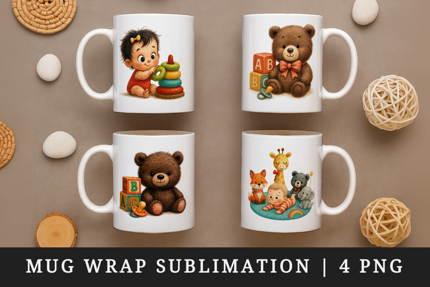 Cute Baby mug wrap printable sublimation design product image 1