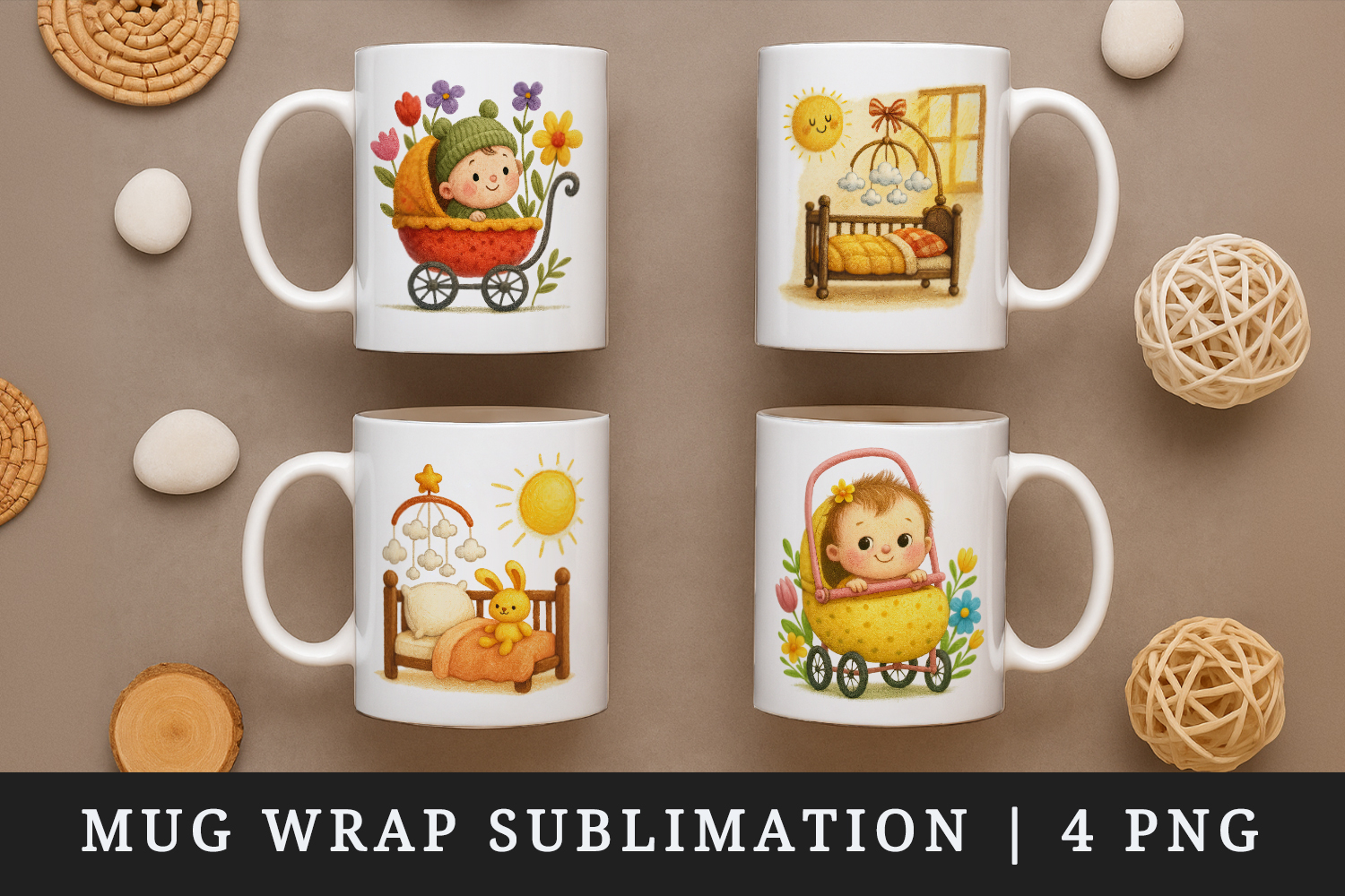 Cute Baby mug wrap printable sublimation design product image 1