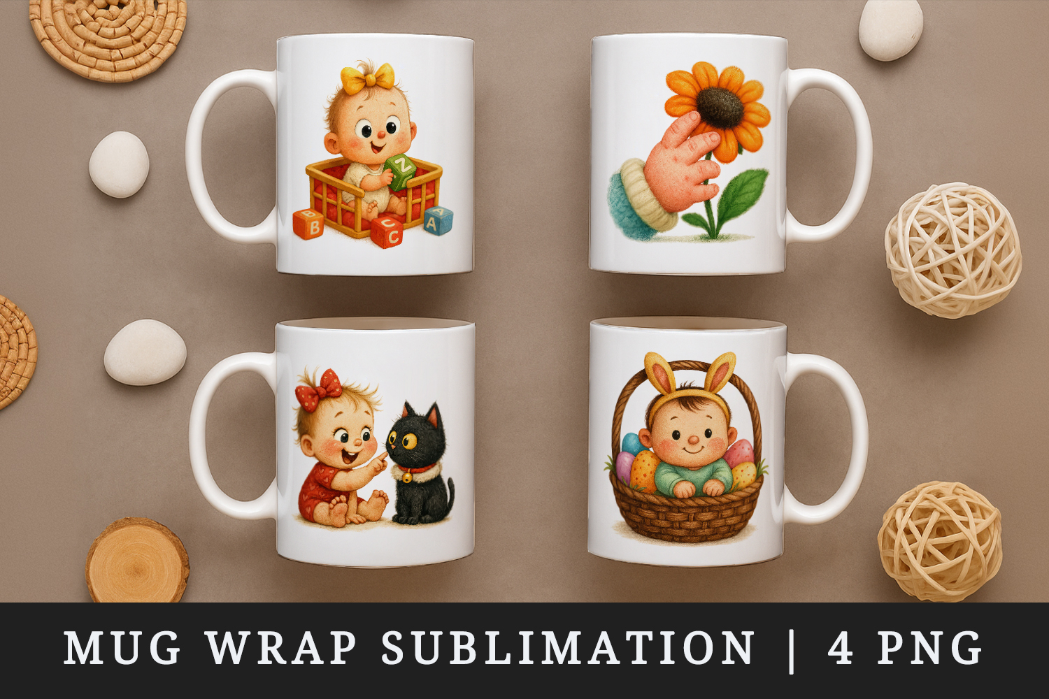 Cute Baby mug wrap printable sublimation design product image 1