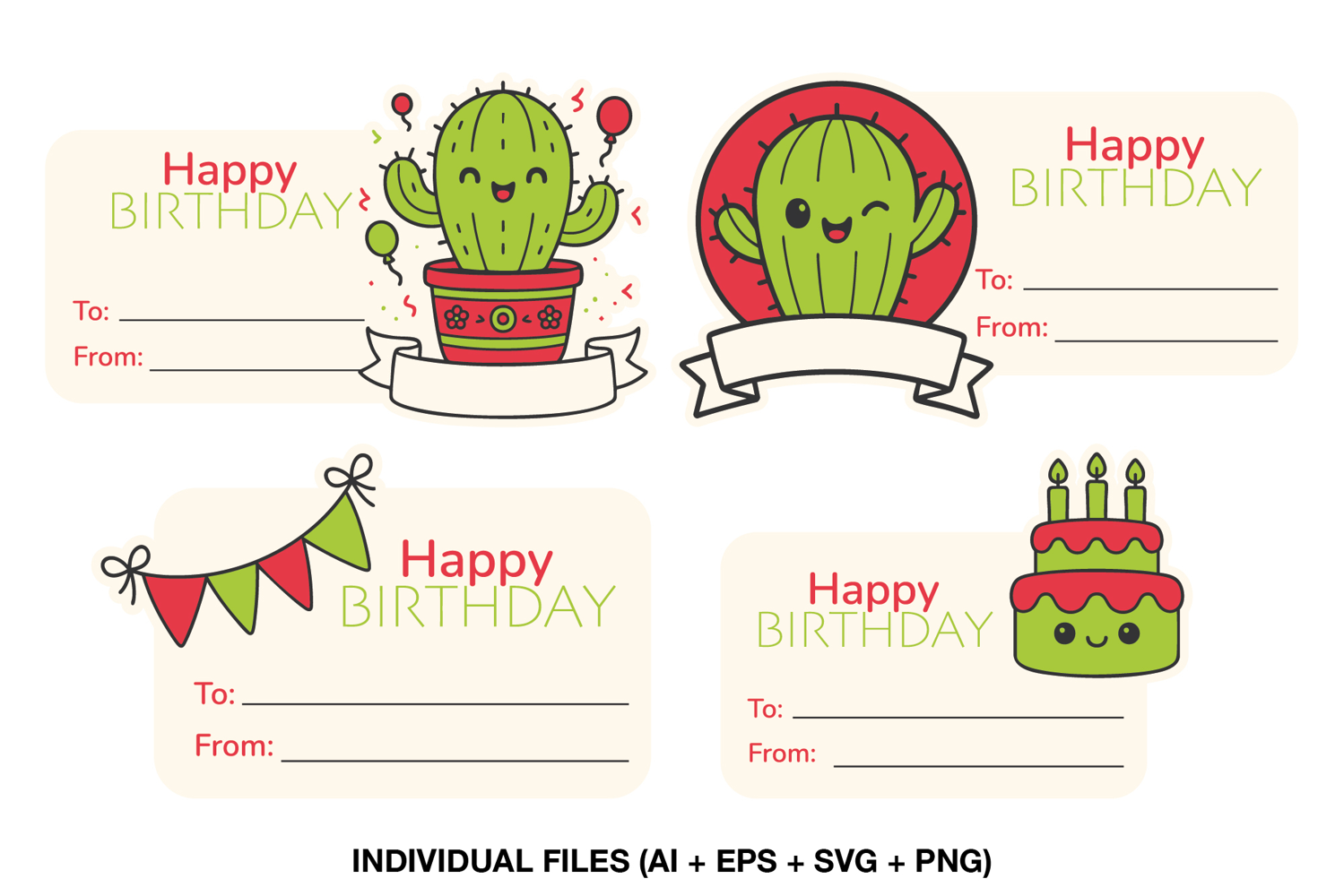 Kids party favor tags printable design