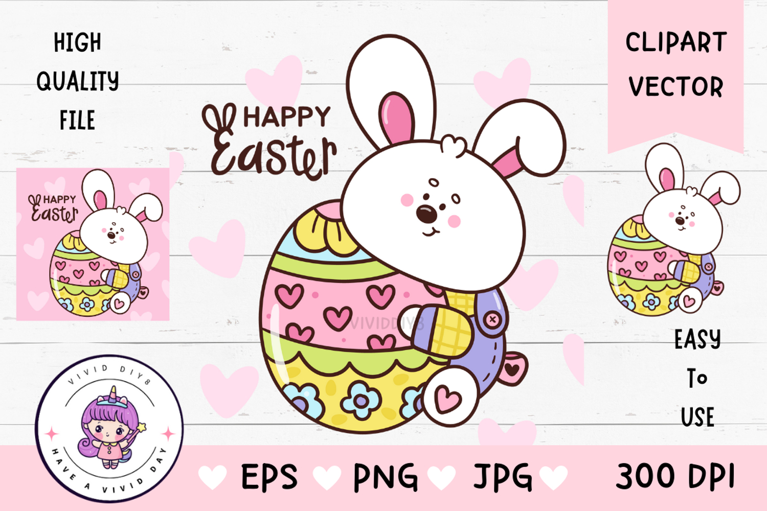 Easter bunny clipart kawaii animals easter sublimation 4 product image 1