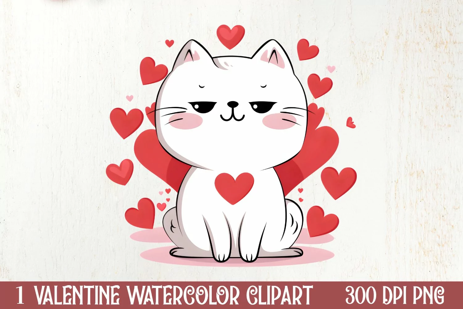 Cute Cat Valentines Day Clipart, Valentines Clipart product image 1