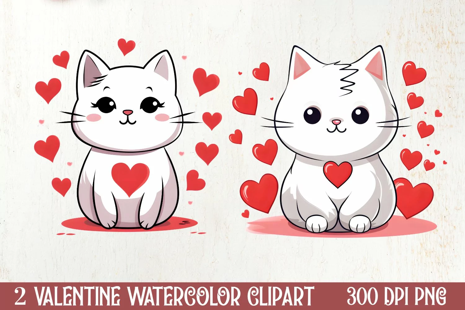 Cute Cat Valentines Day Clipart, Valentines Clipart product image 1