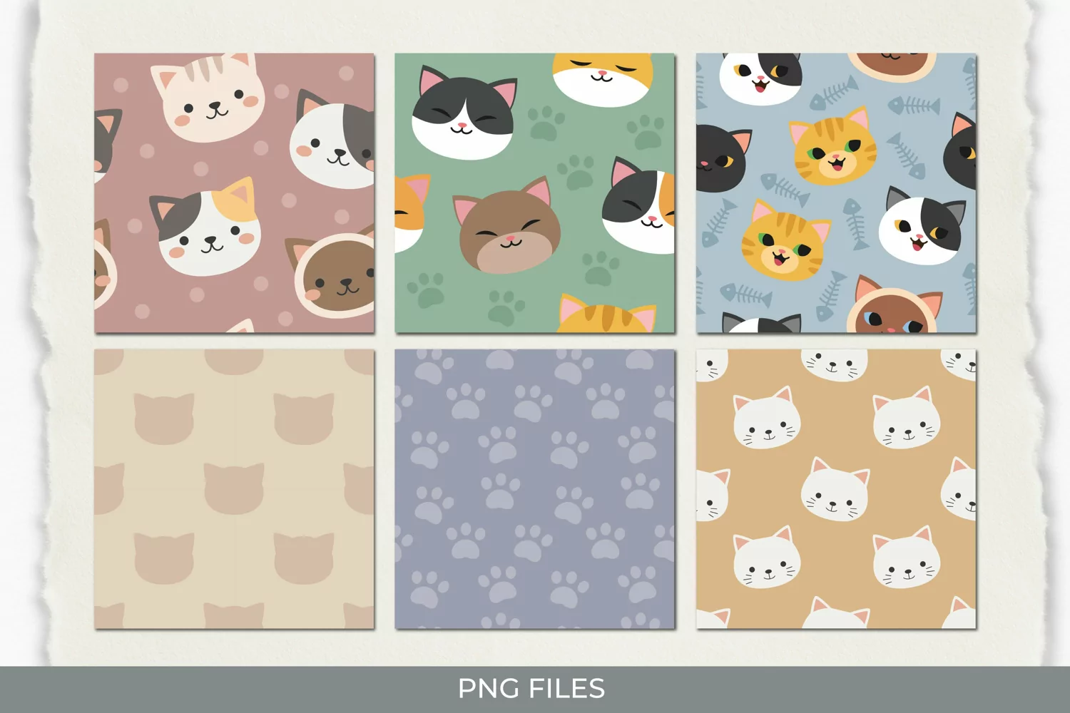 Cute Cat with Vintage Color Seamless Pattern Paper Packs product image 1