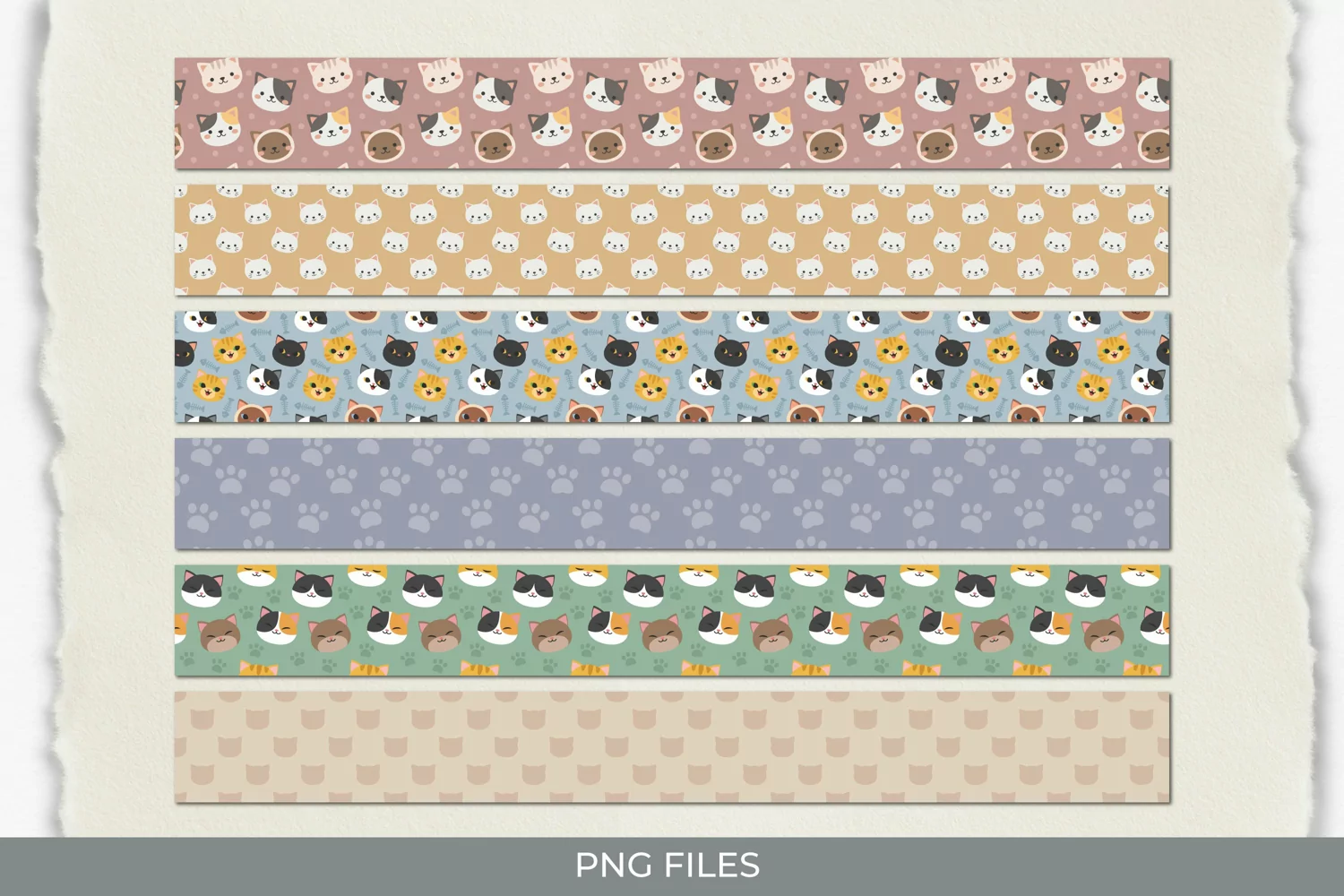 Cute Cat with Vintage Color Seamless Pattern Strips product image 1