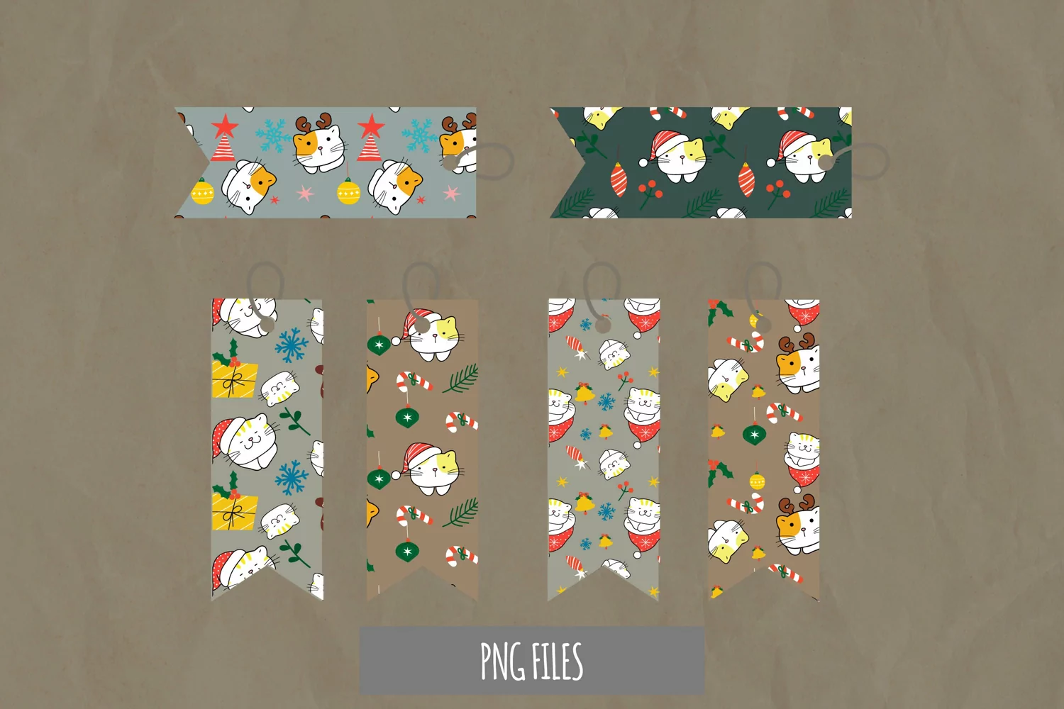 Cute Christmas Cat Seamless Pattern Tags product image 1