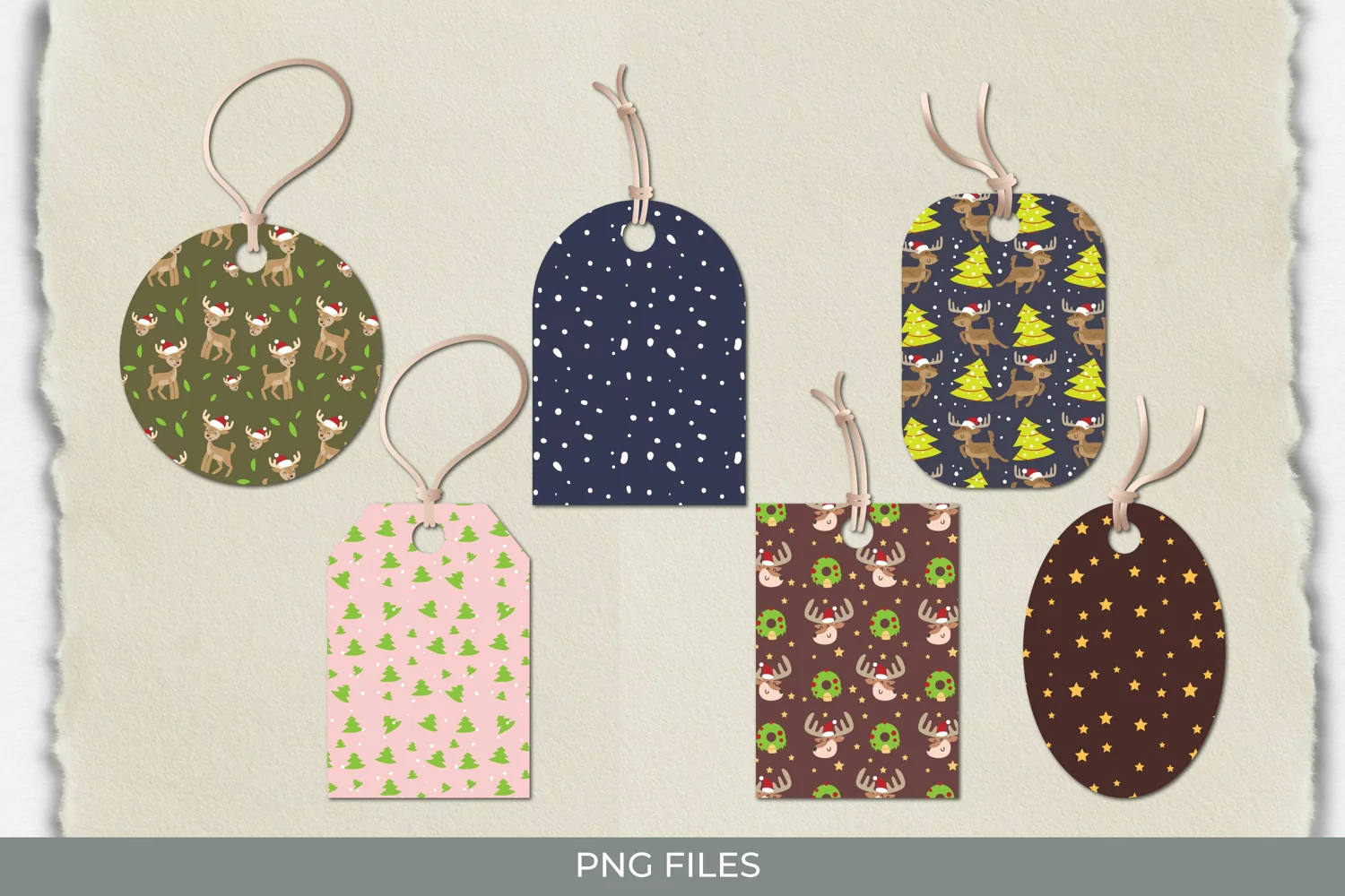 Cute Christmas Deer Seamless Pattern Tags product image 1
