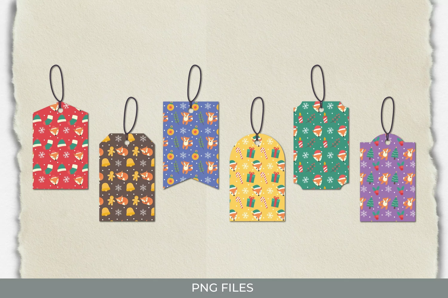 Cute Christmas Fox Pattern Tags product image 1