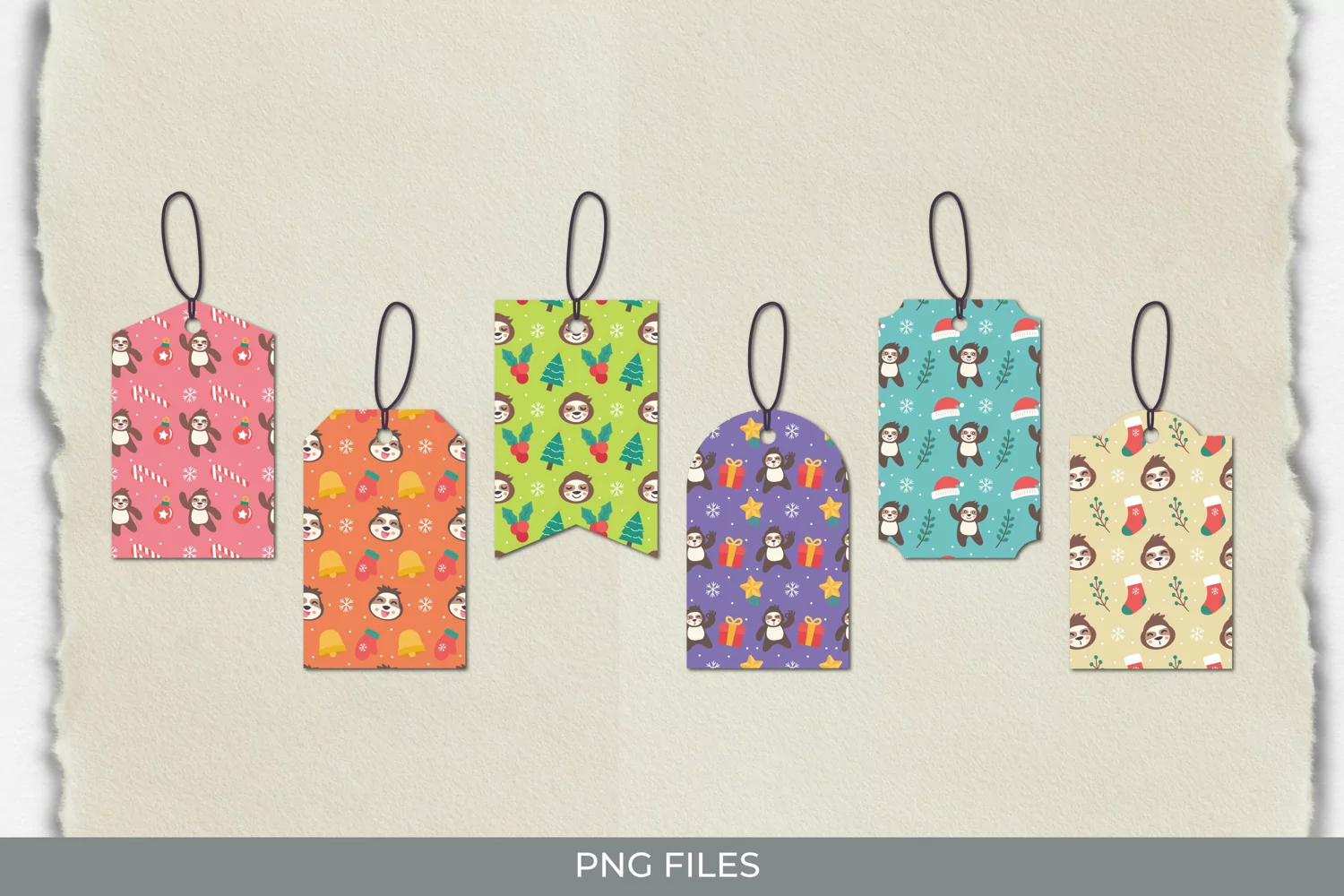 Cute Christmas Sloth Pattern Tags product image 1