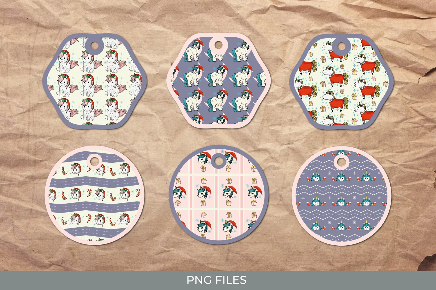 Cute Christmas Unicorn Seamless Pattern Tags product image 1