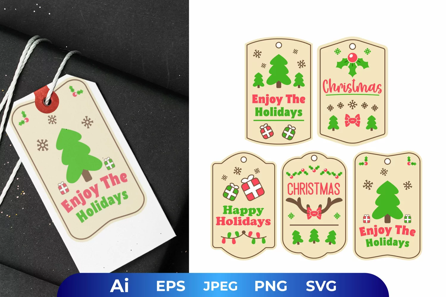 Cute Christmas Vibes with Vintage Label for Gift Tags product image 1