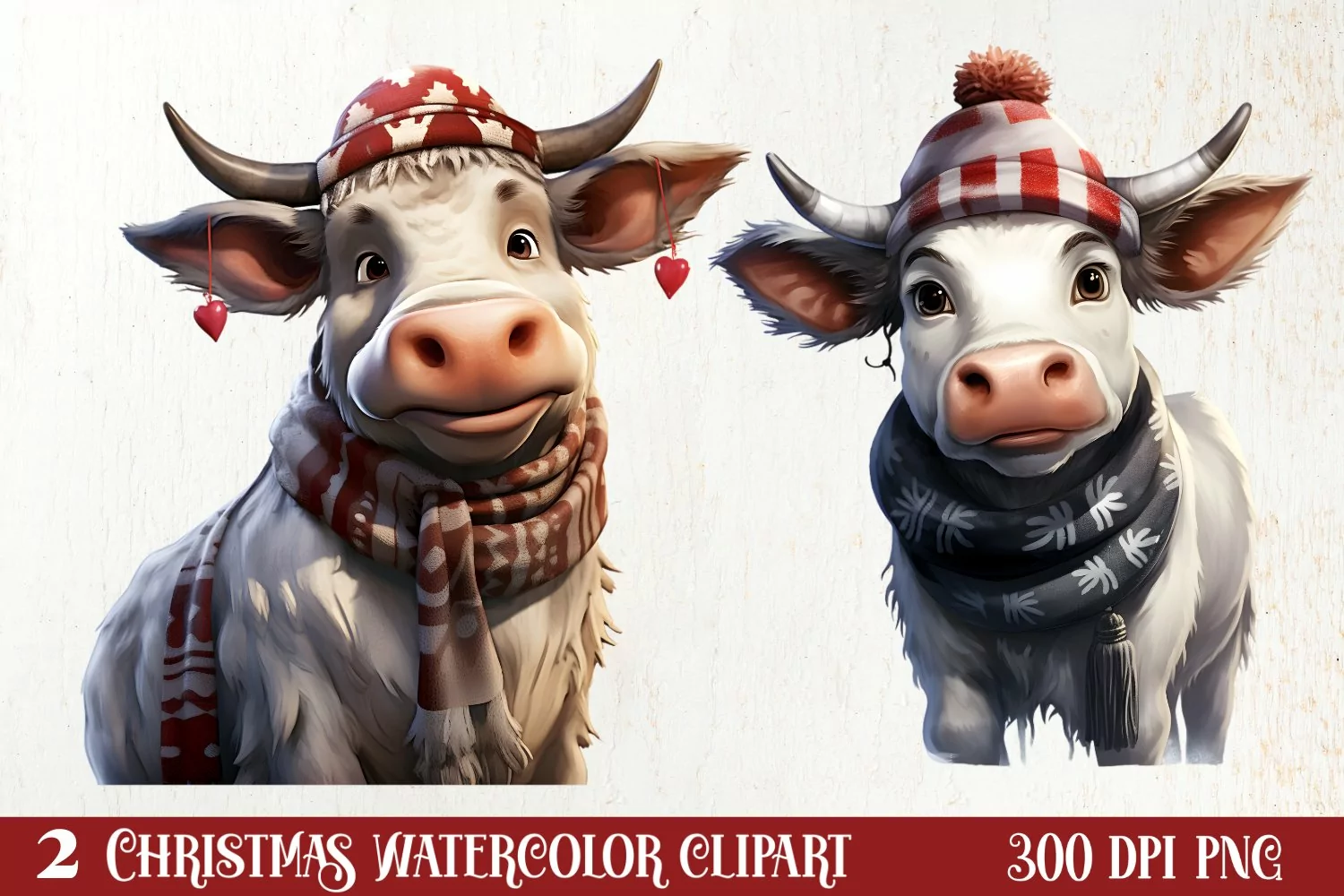 Cute Cow for Christmas Clipart Sublimation, Christmas PNG product image 1