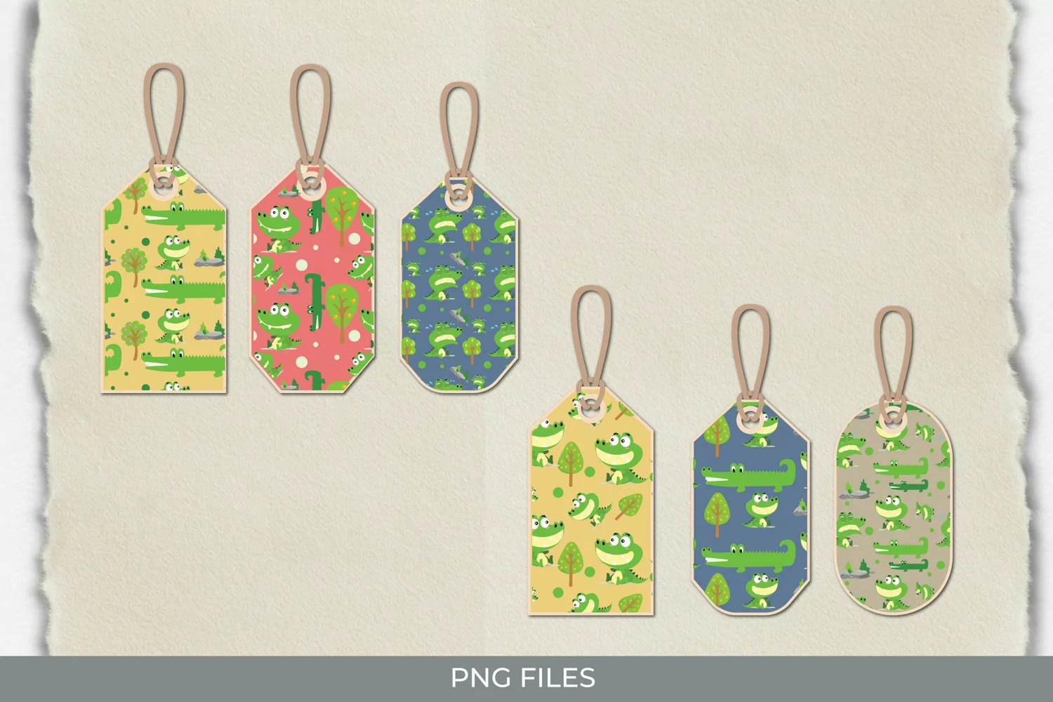 Cute Crocodile Seamless Pattern Shaped Tags product image 1