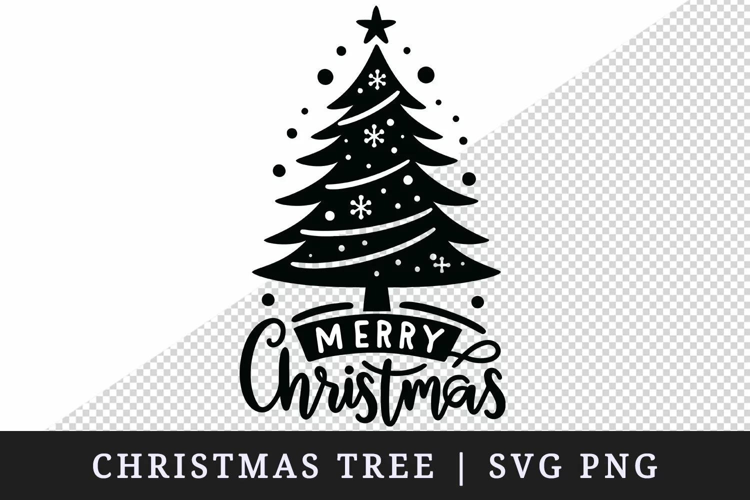 Cute decorated Christmas tree quote Merry Christmas silhouette sublimation design for t-shirt tumbler mug print design clipart svg png format