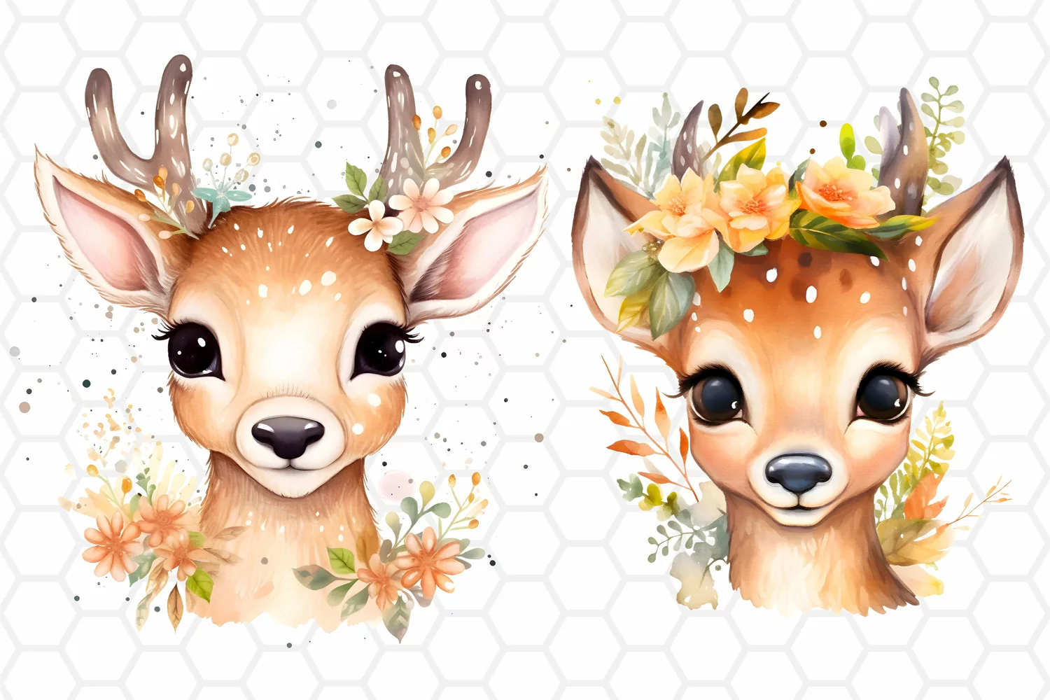 Cute Deer Watercolor Clipart Design