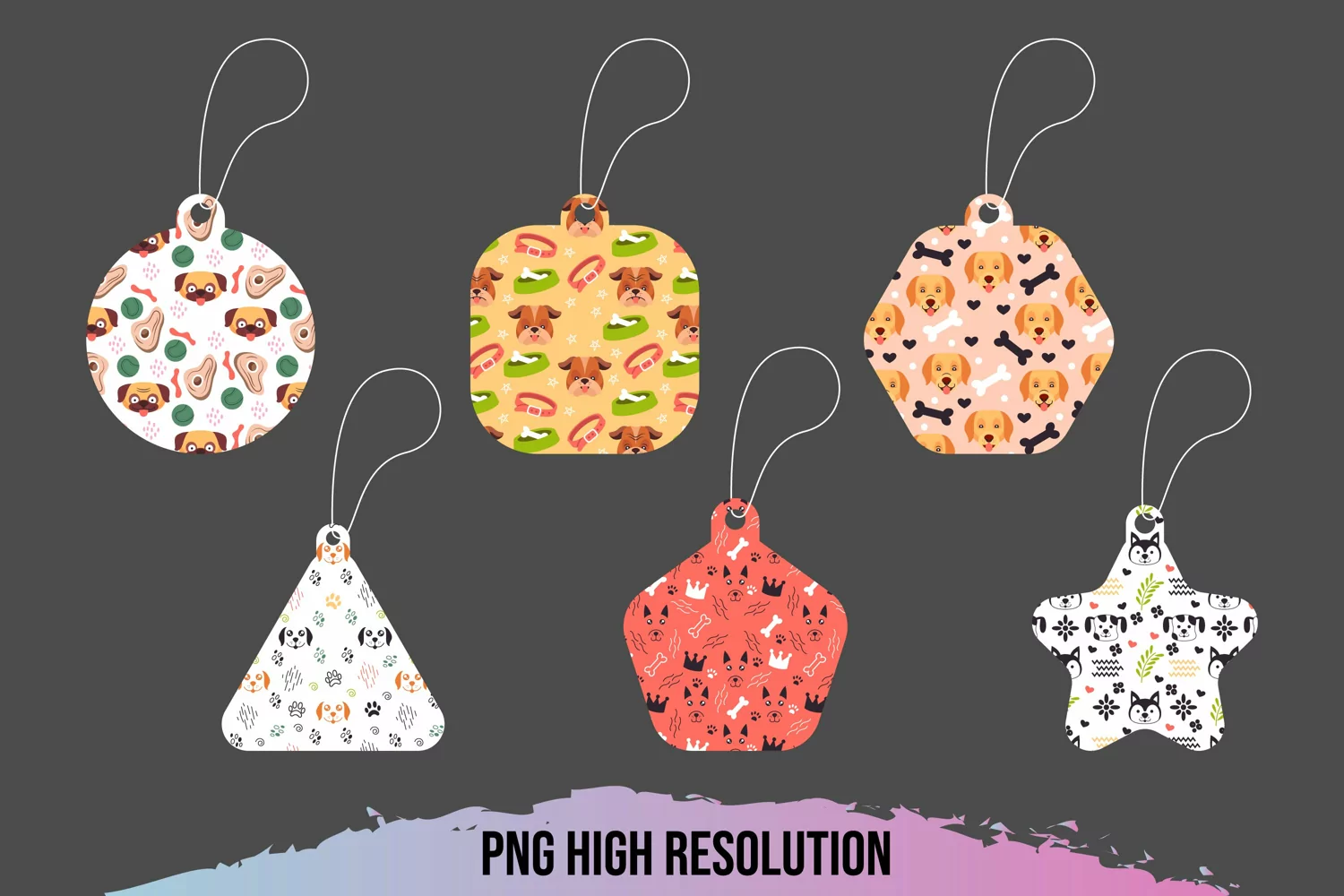 Cute Dog Seamless Pattern Shaped Tags product image 1