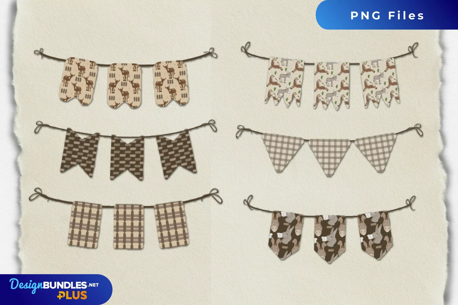Cute Donkey with Vintage Color Bunting Banner Sets product image 1