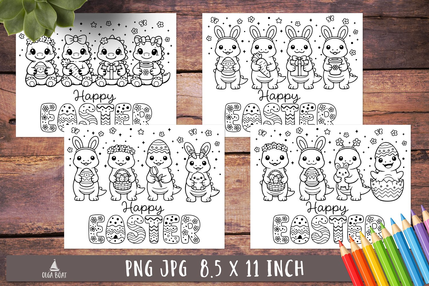 Cute Easter Dino Coloring Pages Happy Easter printable