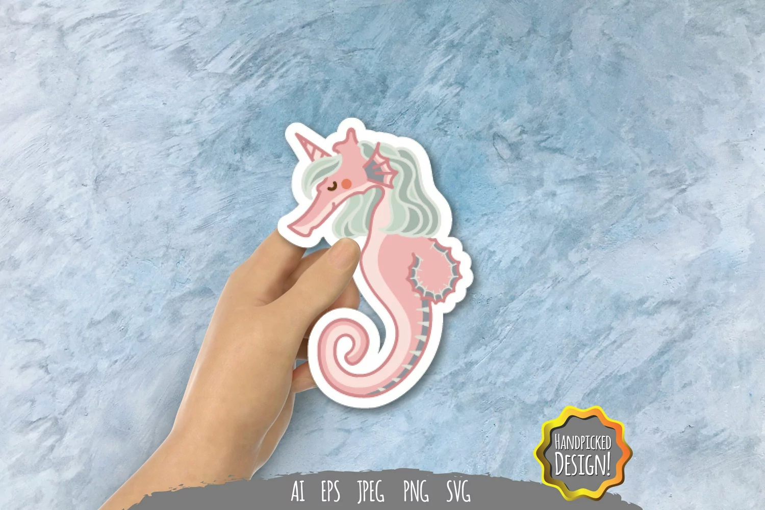 Cute Feminine Seahorse Unicorn Sticker product image 1