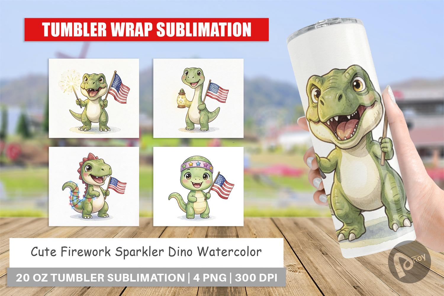 Cute Firework Sparkler Dino Tumbler product image 1