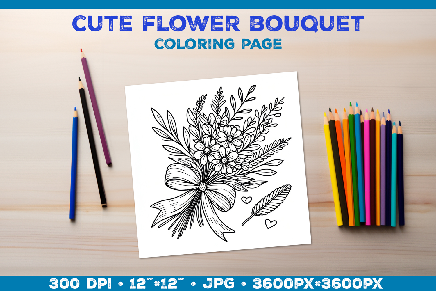 Spring floral bouquet coloring pages. Kids coloring books product image 1