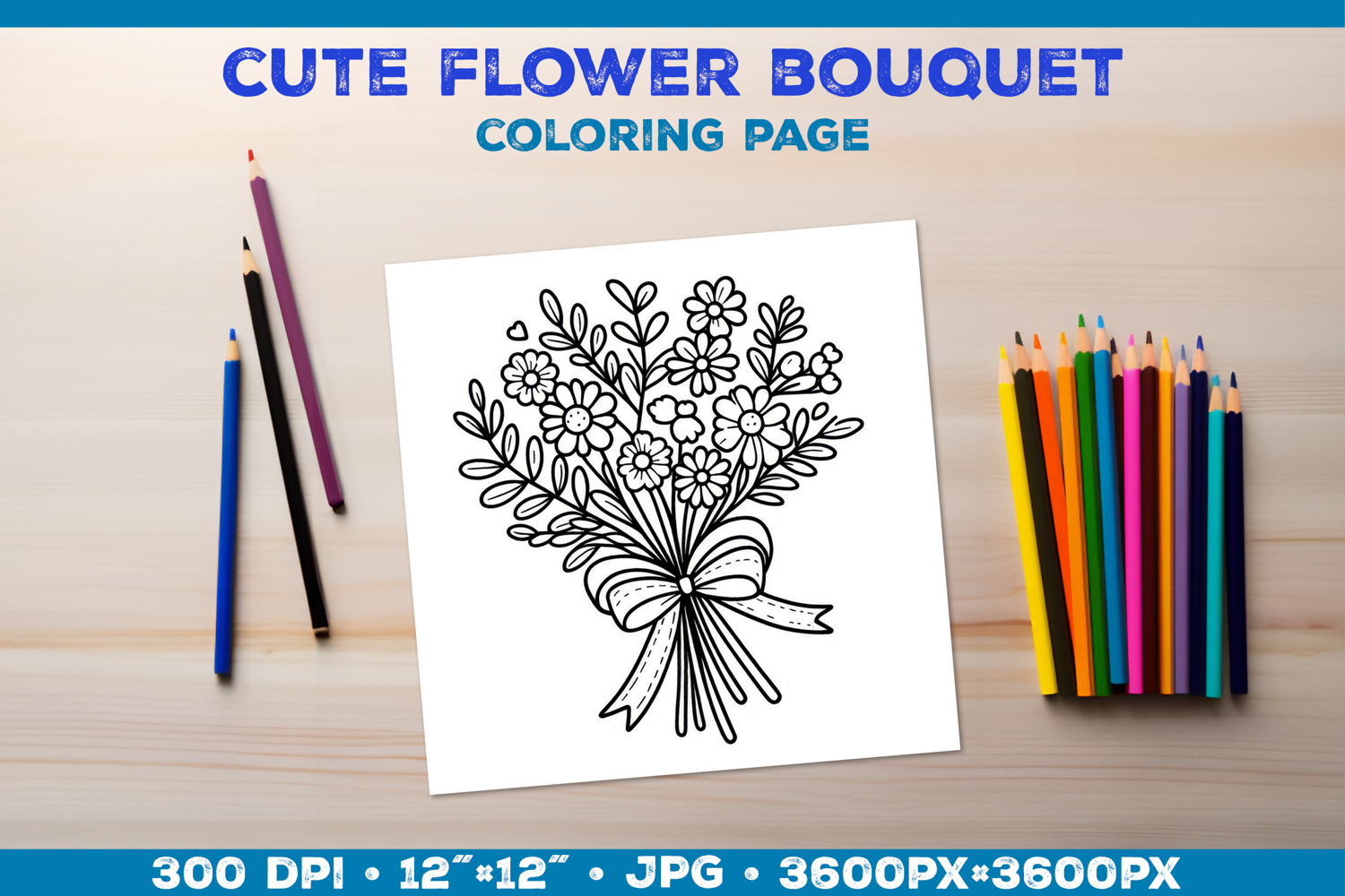 Spring floral bouquet coloring pages. Kids coloring books product image 1
