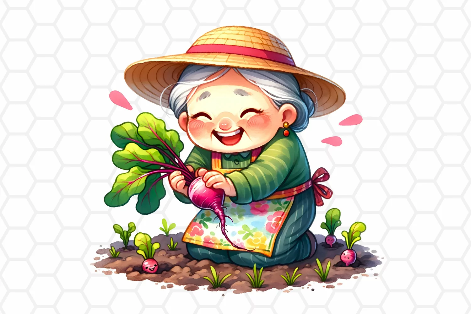 Cute Gardener Watercolor Clipart Garden Sublimation