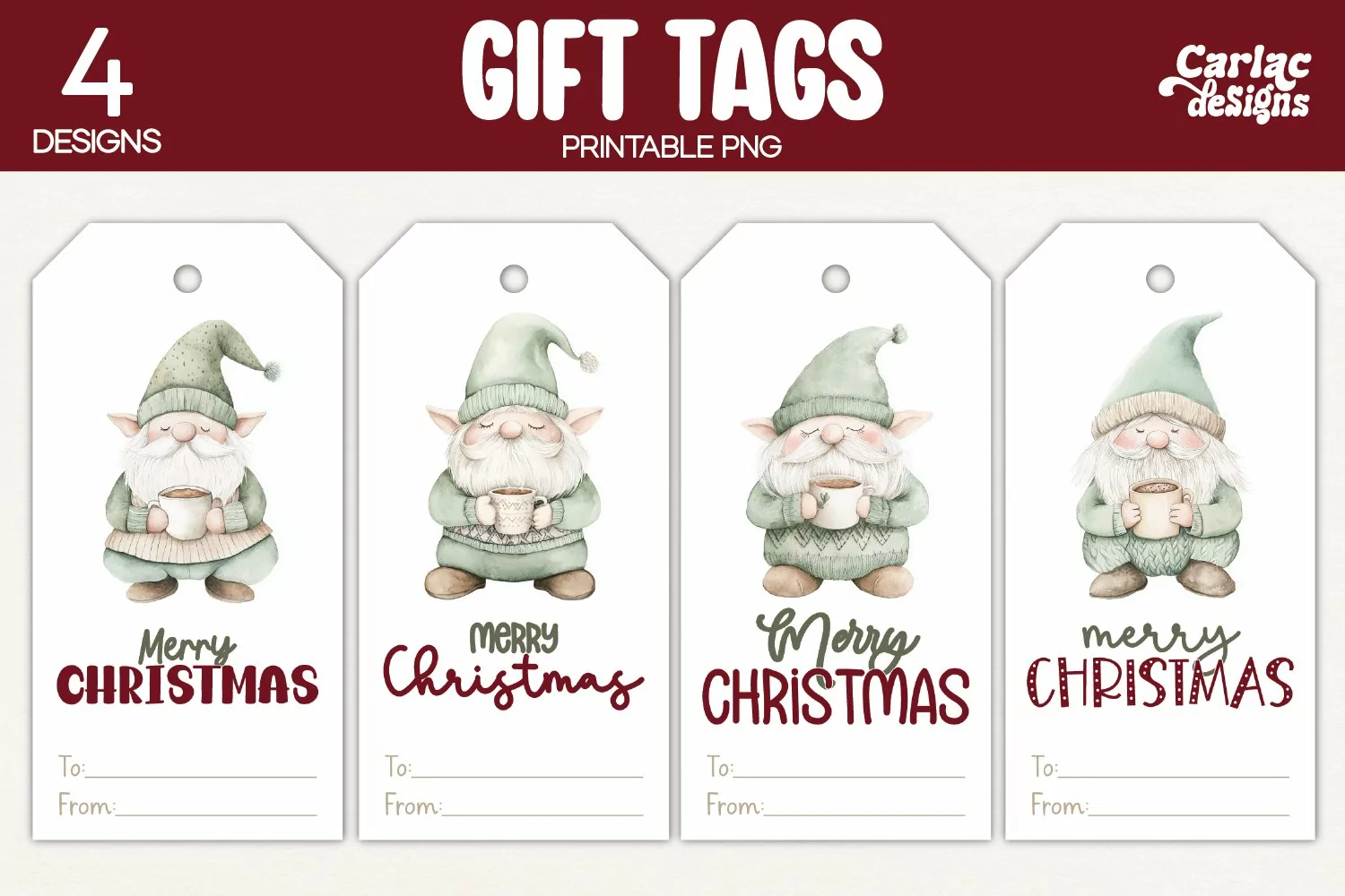 cute gnome gift tags