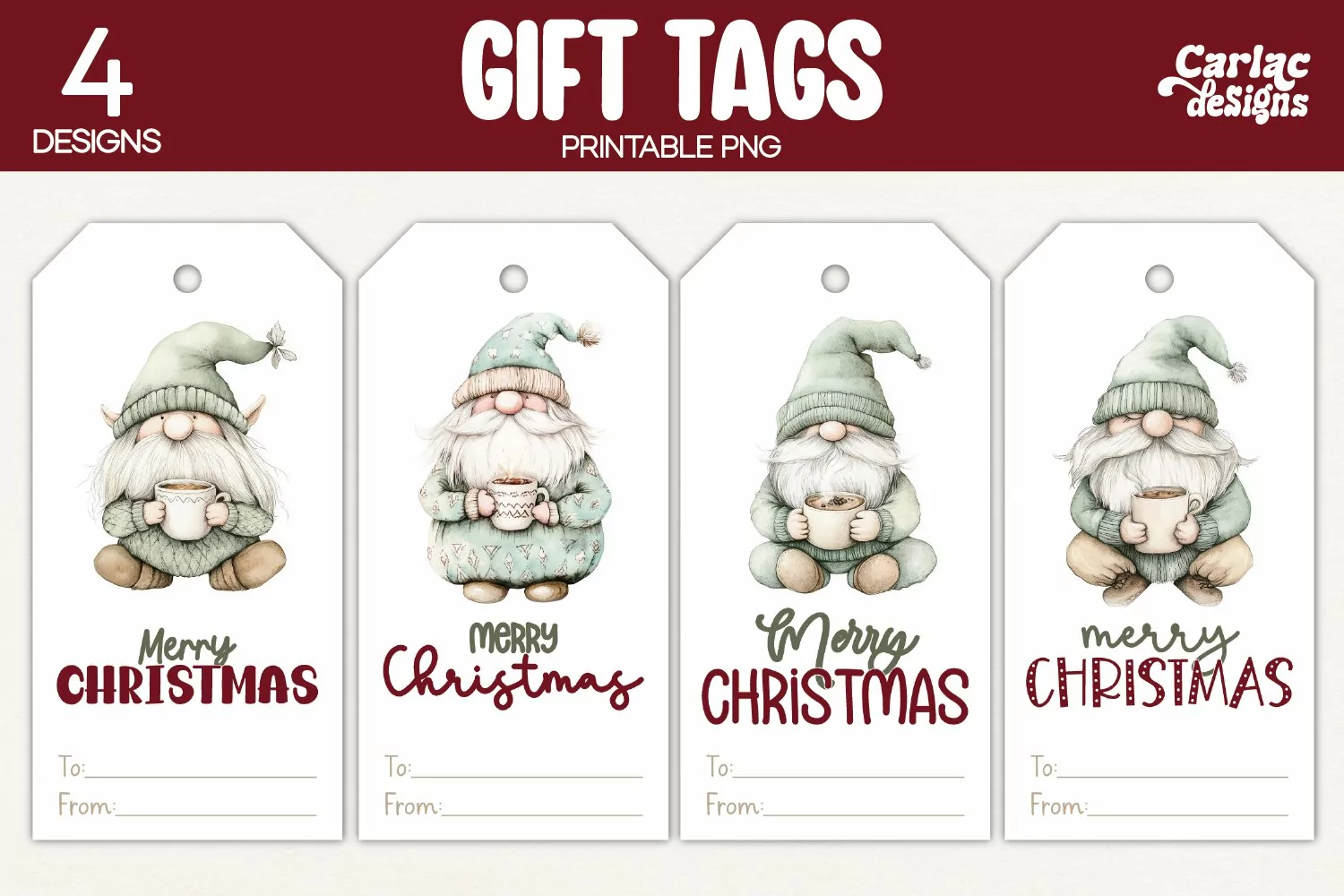 cute gnome gift tags