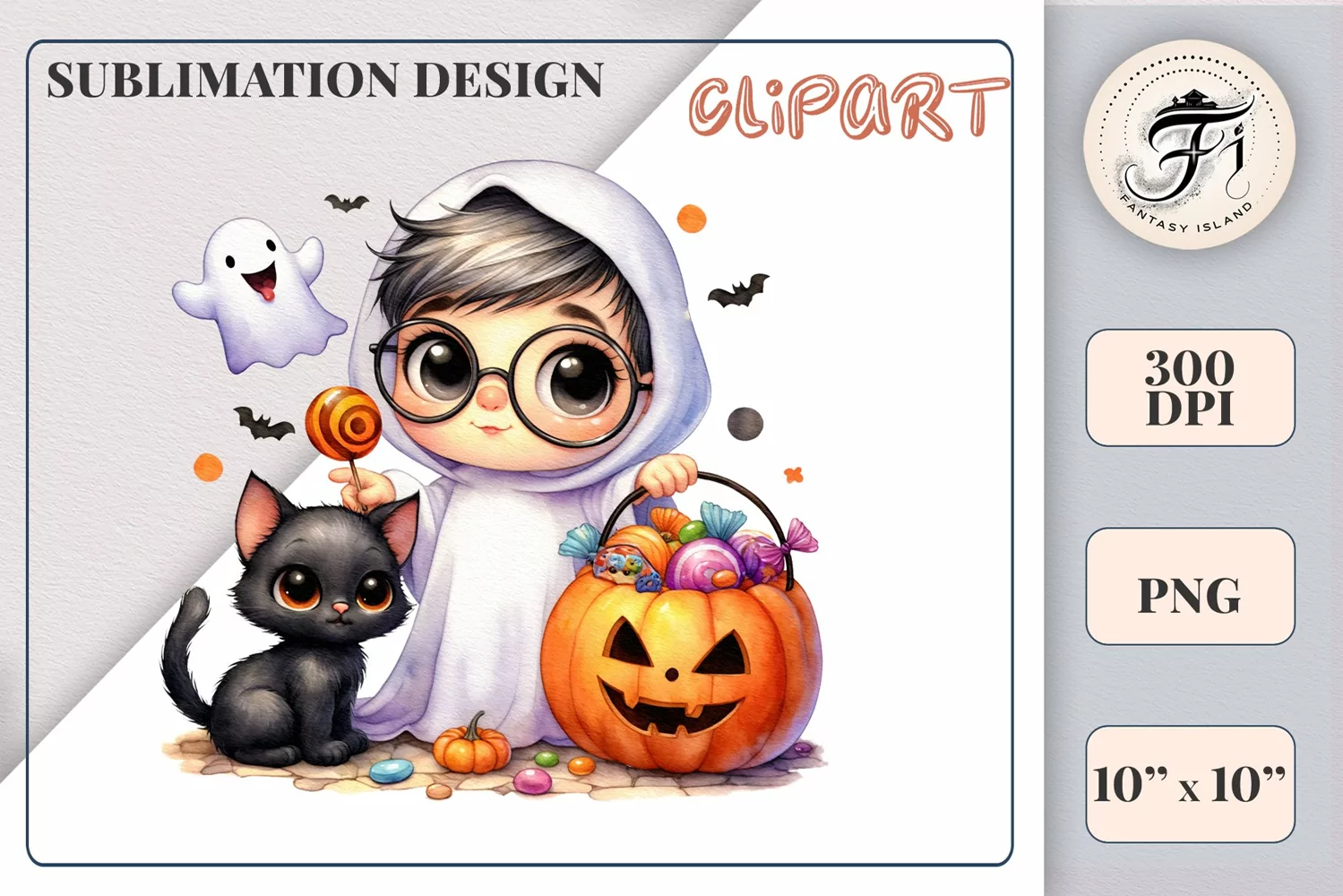 Add a touch of magic to your Halloween with our charming watercolor ghost clipart. Perfect for printing, decorations, cards and other creative projects. Available for download in PNG format with a transparent background!