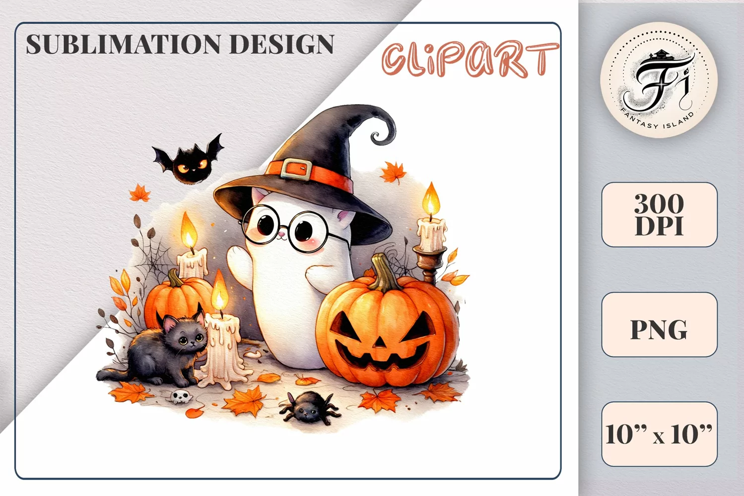 Add a touch of magic to your Halloween with our charming watercolor ghost clipart. Perfect for printing, decorations, cards and other creative projects. Available for download in PNG format with a transparent background!
