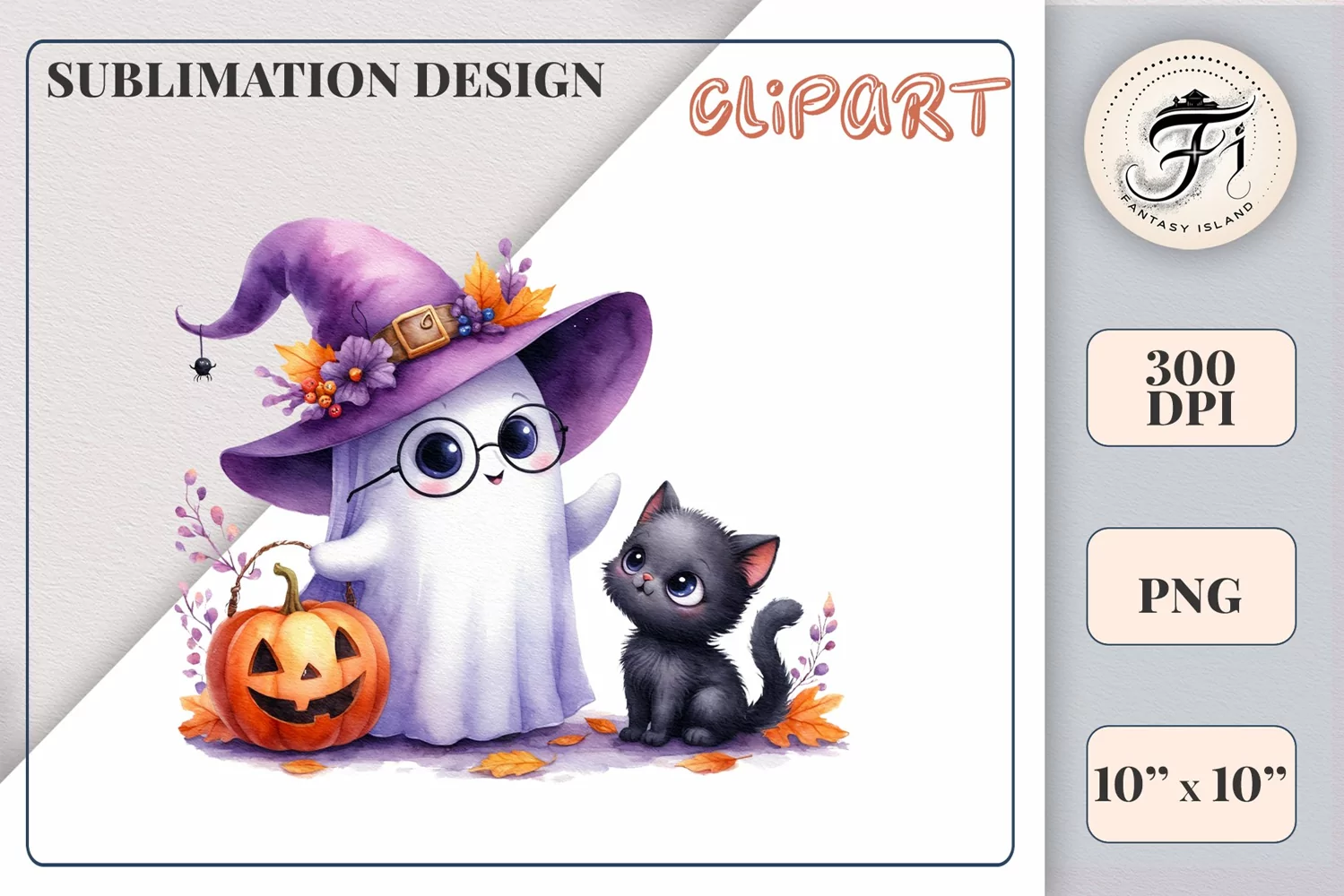 Add a touch of magic to your Halloween with our charming watercolor ghost clipart. Perfect for printing, decorations, cards and other creative projects. Available for download in PNG format with a transparent background!