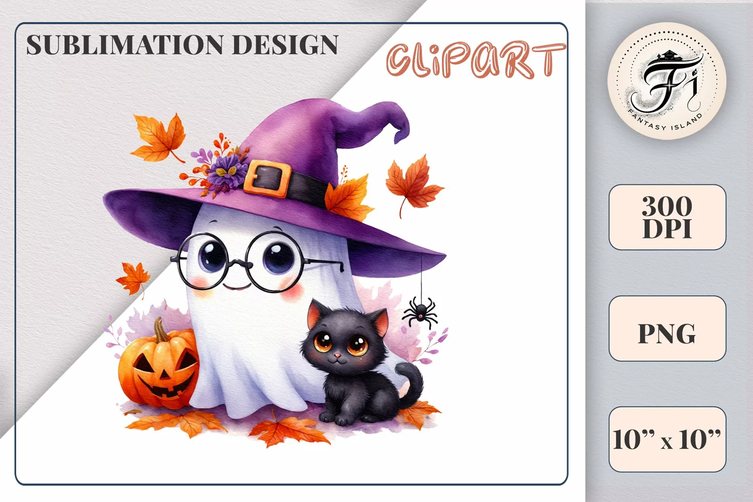 Add a touch of magic to your Halloween with our charming watercolor ghost clipart. Perfect for printing, decorations, cards and other creative projects. Available for download in PNG format with a transparent background!