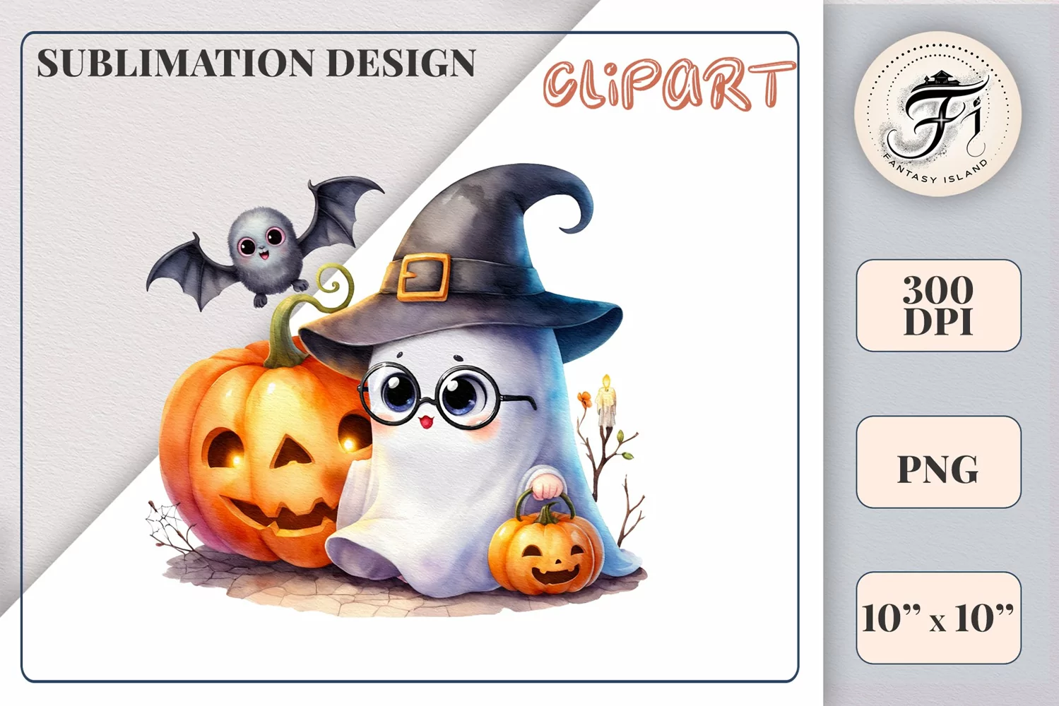 Add a touch of magic to your Halloween with our charming watercolor ghost clipart. Perfect for printing, decorations, cards and other creative projects. Available for download in PNG format with a transparent background!
