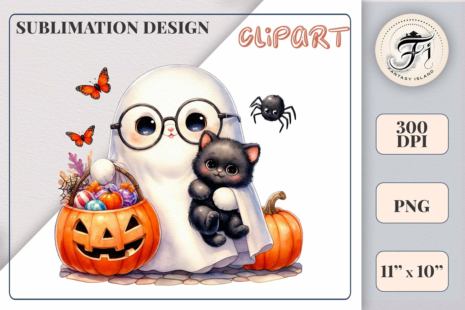 Add a touch of magic to your Halloween with our charming watercolor ghost clipart. Perfect for printing, decorations, cards and other creative projects. Available for download in PNG format with a transparent background!
