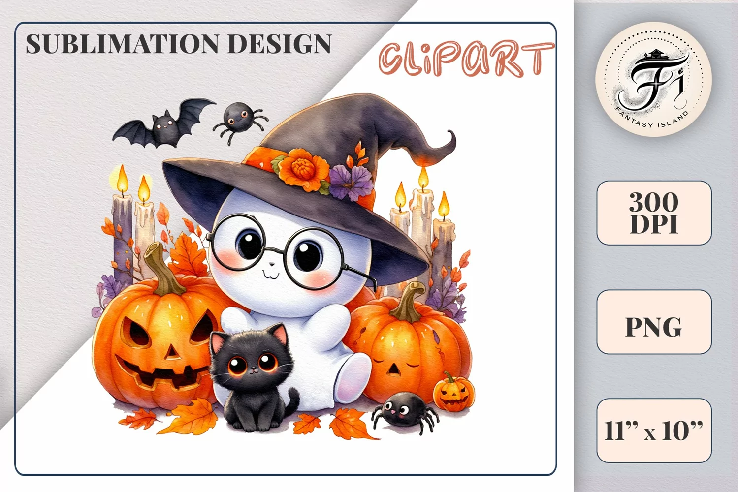 Add a touch of magic to your Halloween with our charming watercolor ghost clipart. Perfect for printing, decorations, cards, and other creative projects. Available for download in PNG format with a transparent background!