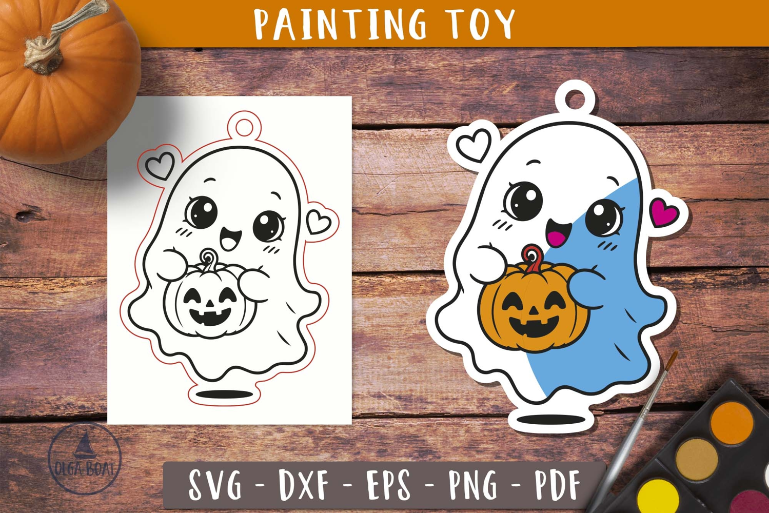 Cute Halloween Ghost Pumpkin SVG Coloring Painting Toy
