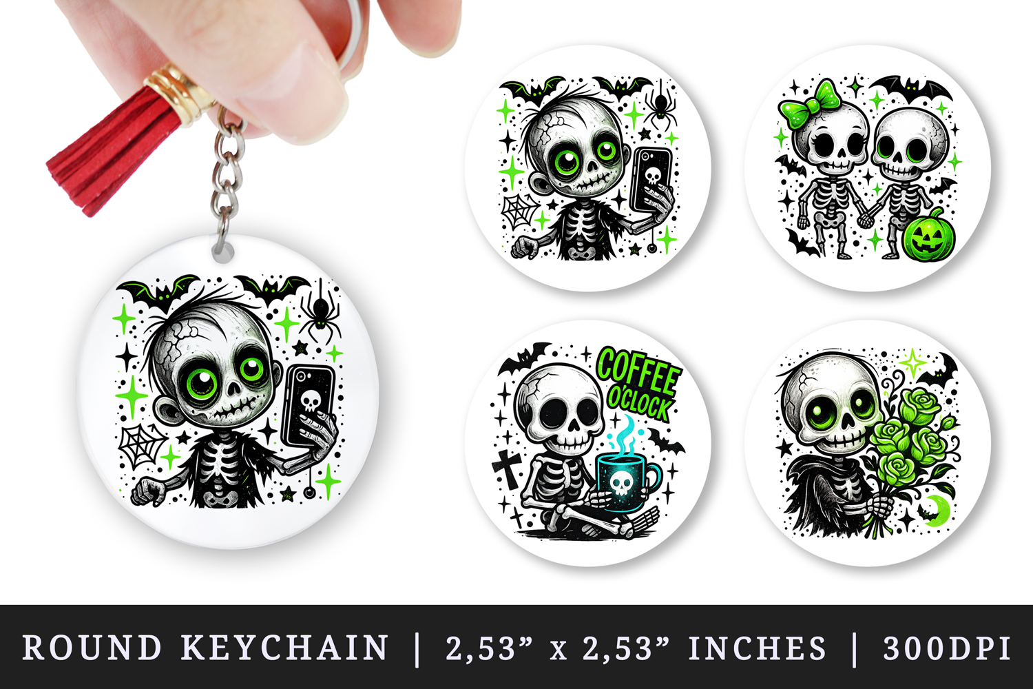 Cute Halloween round keychain pintable sublimation design product image 1