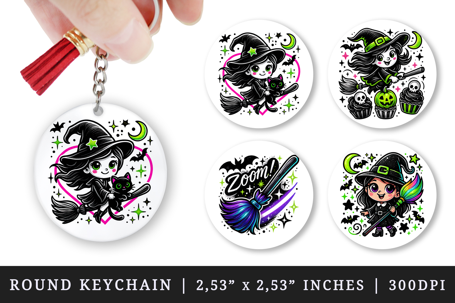 Cute Halloween round keychain pintable sublimation design product image 1