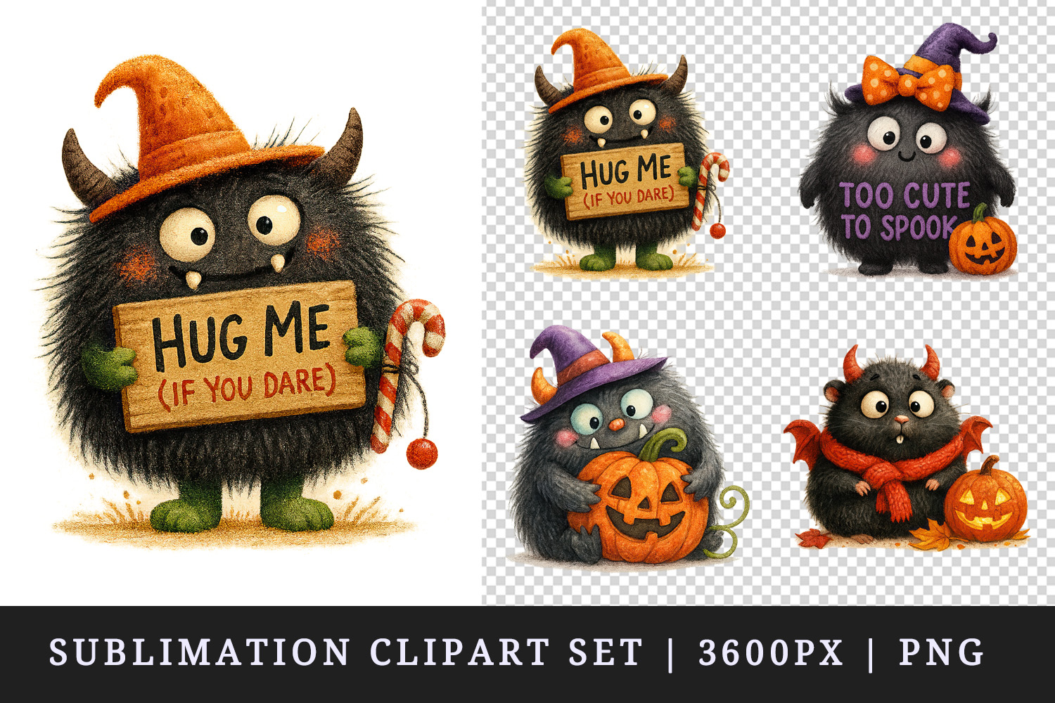 Cute Halloween clipart printable sublimation design png product image 1