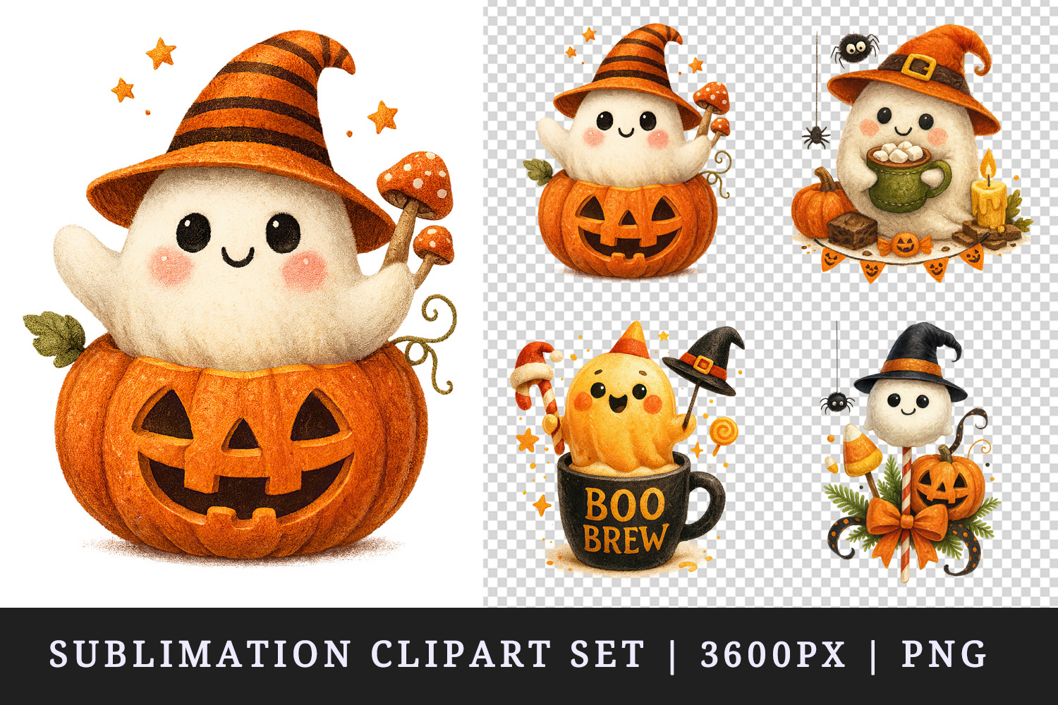 Cute Halloween clipart printable sublimation design png product image 1