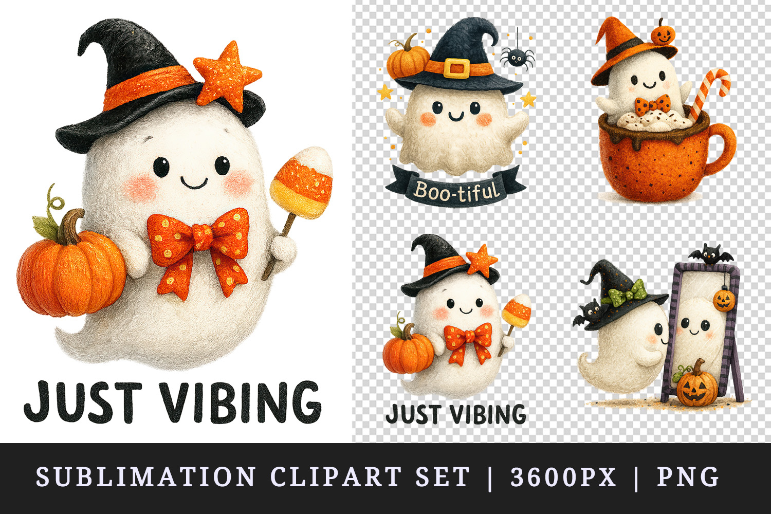 Cute Halloween clipart printable sublimation design png product image 1