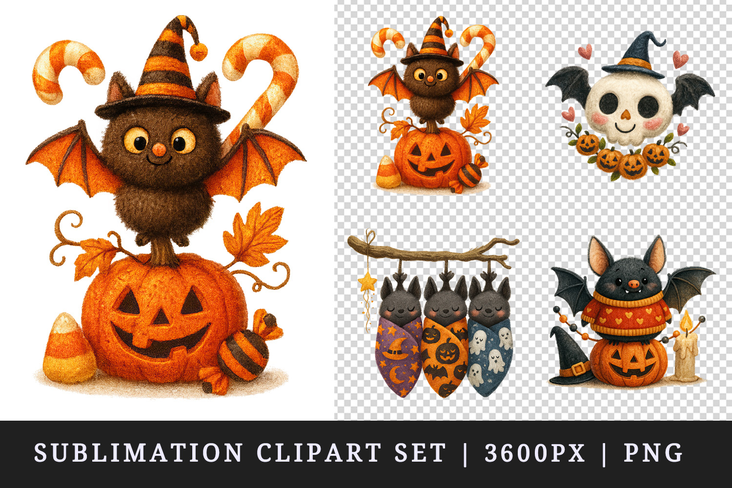 Cute Halloween clipart printable sublimation design png product image 1